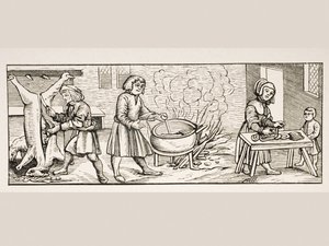 Interior of a Kitchen, after a Woodcut in 